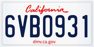 CA license plate 6VBO931
