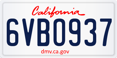 CA license plate 6VBO937