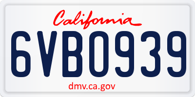 CA license plate 6VBO939