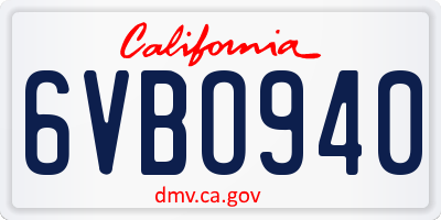 CA license plate 6VBO940