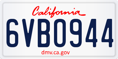 CA license plate 6VBO944