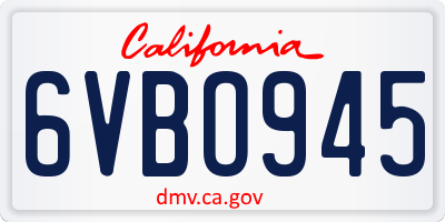 CA license plate 6VBO945