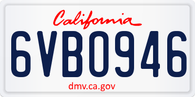 CA license plate 6VBO946