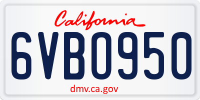 CA license plate 6VBO950
