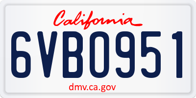 CA license plate 6VBO951