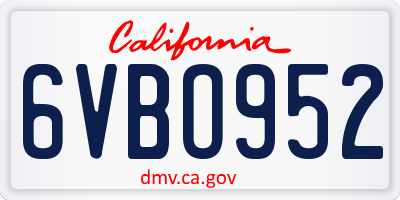 CA license plate 6VBO952