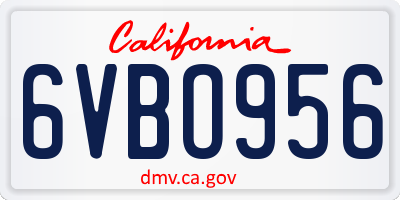 CA license plate 6VBO956