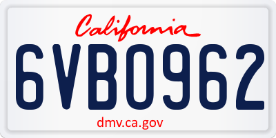 CA license plate 6VBO962