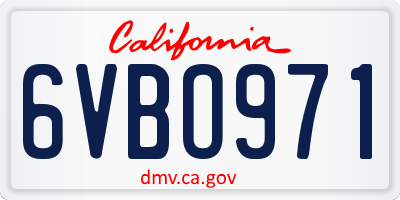 CA license plate 6VBO971