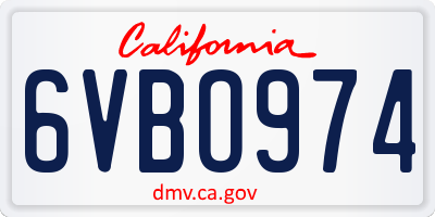 CA license plate 6VBO974