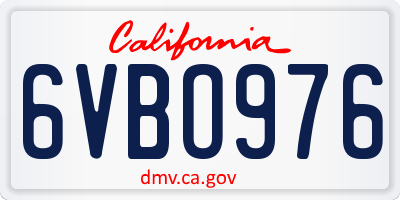 CA license plate 6VBO976