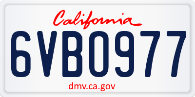 CA license plate 6VBO977