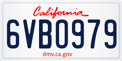 CA license plate 6VBO979