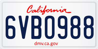CA license plate 6VBO988