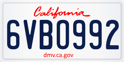 CA license plate 6VBO992