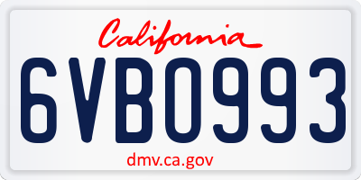 CA license plate 6VBO993