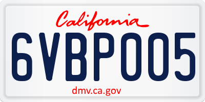 CA license plate 6VBP005