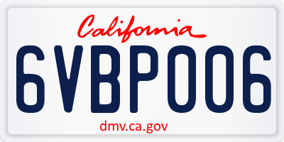 CA license plate 6VBP006