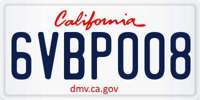 CA license plate 6VBP008