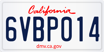 CA license plate 6VBP014