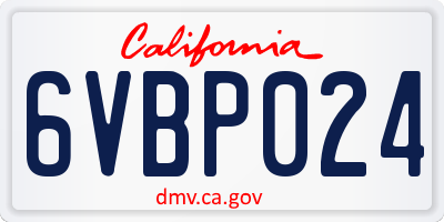CA license plate 6VBP024