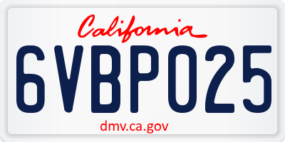 CA license plate 6VBP025
