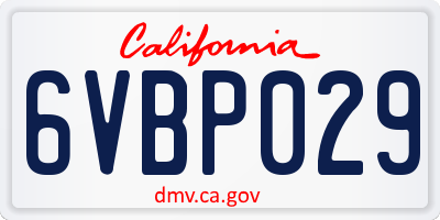 CA license plate 6VBP029