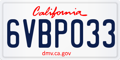 CA license plate 6VBP033