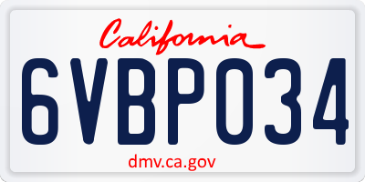 CA license plate 6VBP034