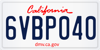 CA license plate 6VBP040