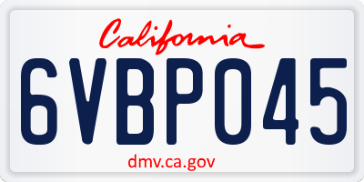 CA license plate 6VBP045