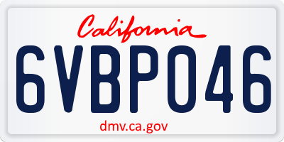 CA license plate 6VBP046