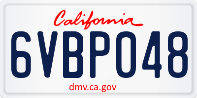 CA license plate 6VBP048