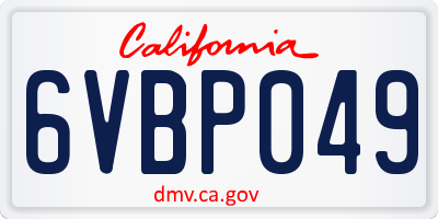 CA license plate 6VBP049