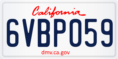 CA license plate 6VBP059