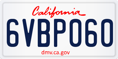 CA license plate 6VBP060