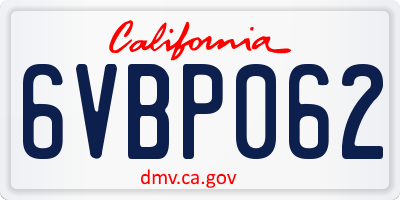 CA license plate 6VBP062