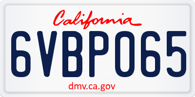 CA license plate 6VBP065