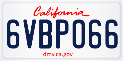 CA license plate 6VBP066