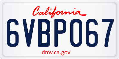 CA license plate 6VBP067