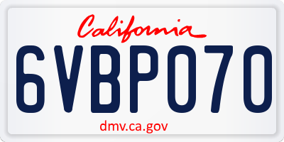 CA license plate 6VBP070