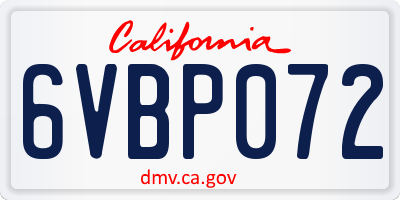 CA license plate 6VBP072