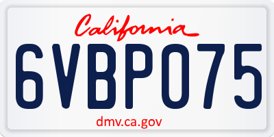 CA license plate 6VBP075