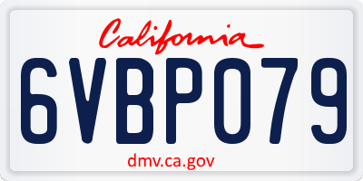 CA license plate 6VBP079