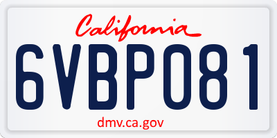 CA license plate 6VBP081