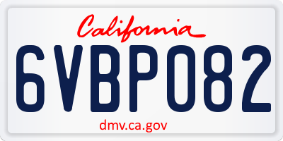 CA license plate 6VBP082