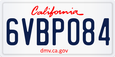 CA license plate 6VBP084