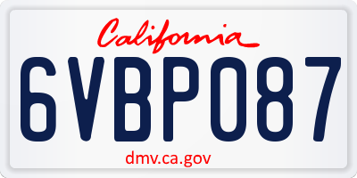CA license plate 6VBP087