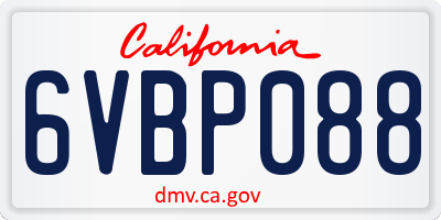 CA license plate 6VBP088