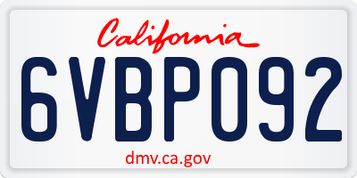 CA license plate 6VBP092